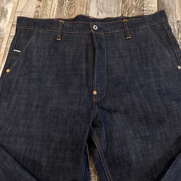 Red Tornado Loose Fit Selvage Denim Mens Jeans 38x30 Straight Leg Button Fly - Picture 7 of 12